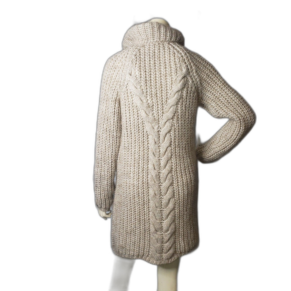 ELSAMANDA Alpaca Wool Zip Front Long Cardigan Sweater Womens Size Medium - Picture 6 of 7